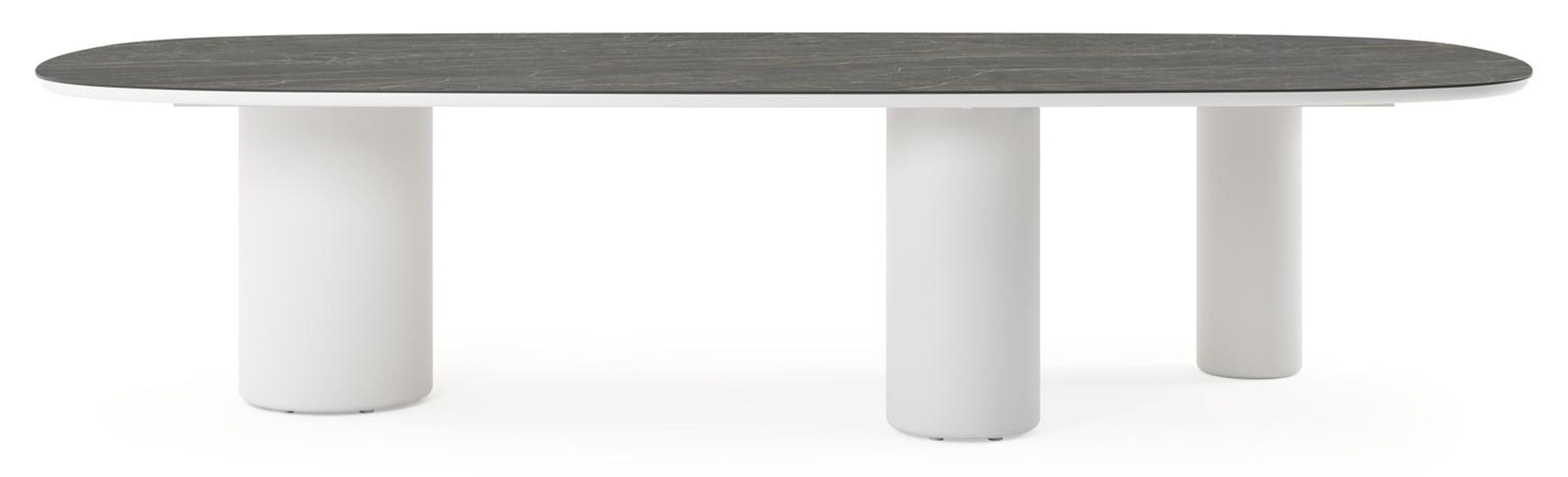 Table de jardin Amico bombo xl en aluminium blanc et céramique pleine Black Obsession - Lg. 320 x Lrg. 148 x Haut. 74 cm