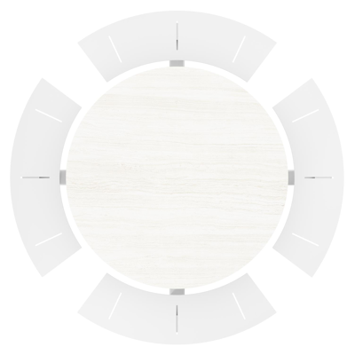Rondino picknicktafel in wit aluminium en volkeramiek calista tafelblad - Dia. 148 x H 71.5 cm