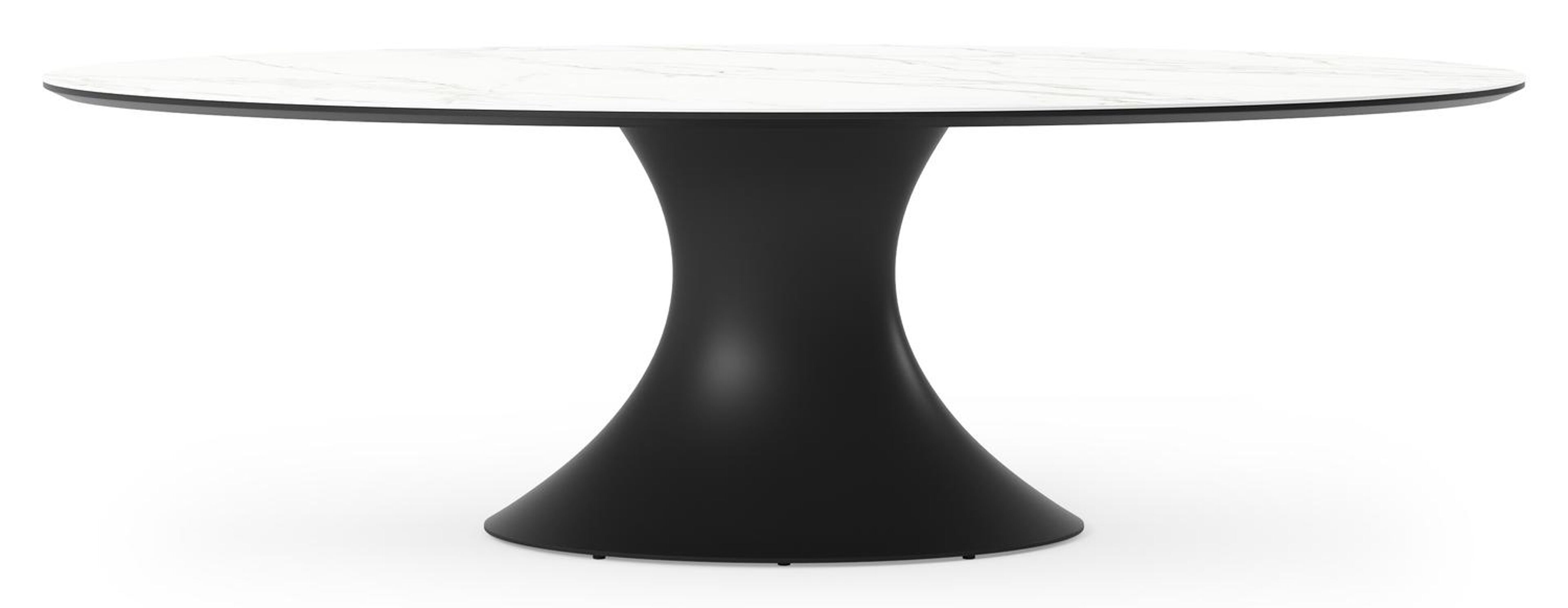 Fano tuintafel ovaal in zwart aluminium en volkeramiek Calacatta - L 240 x B 135 x H 75 cm