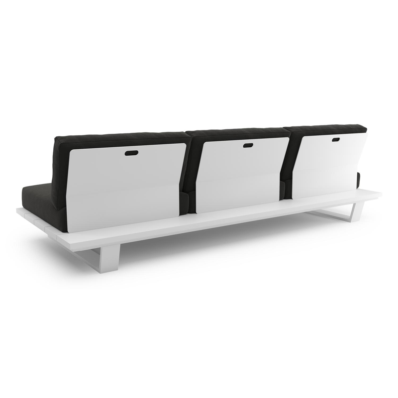 Pagino loungeset in wit aluminium met natte sooty all weather sunbrella® luxe kussen