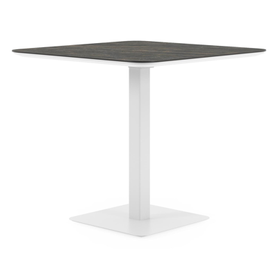 Fano kantelbare tuintafel afgerond vierkant in wit aluminium en volkeramiek Black Obsession - L 80 x B 80 x H 72.5 cm