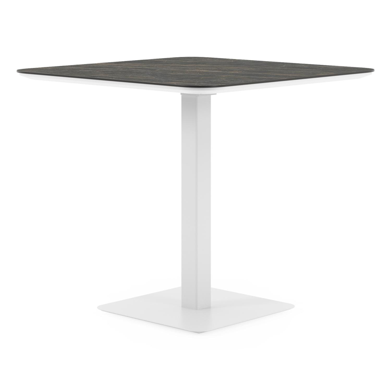 Fano kantelbare tuintafel afgerond vierkant in wit aluminium en volkeramiek Black Obsession - L 80 x B 80 x H 72.5 cm