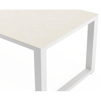 Livo tuintafel rechthoekig in wit aluminium en sintered stone Crema minerale - L 270 x B 100 x H 73 cm