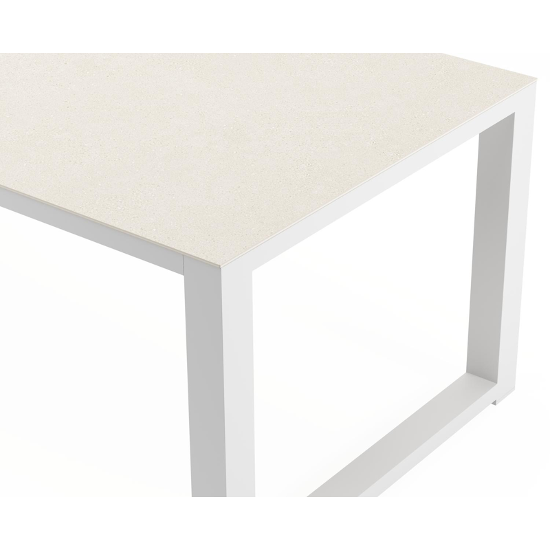 Livo tuintafel rechthoekig in wit aluminium en sintered stone Crema minerale - L 270 x B 100 x H 73 cm