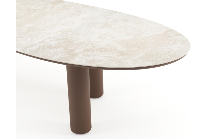 Amico tuintafel organisch in taupe aluminium en volkeramiek Rapolano - L 320 x B 120 x H 73.5 cm