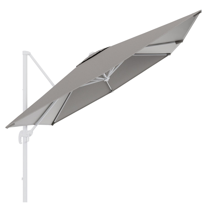 Parasol pendant Calpe en aluminium blanc avec toile de parasol en weather+ softtouch gris - Lg.1 270 x Lg.2 270 cm (sans pied de parasol)