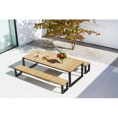 Verato tuintafel in zwart aluminium en teak - L 280 x B 110 x H 76.5 cm