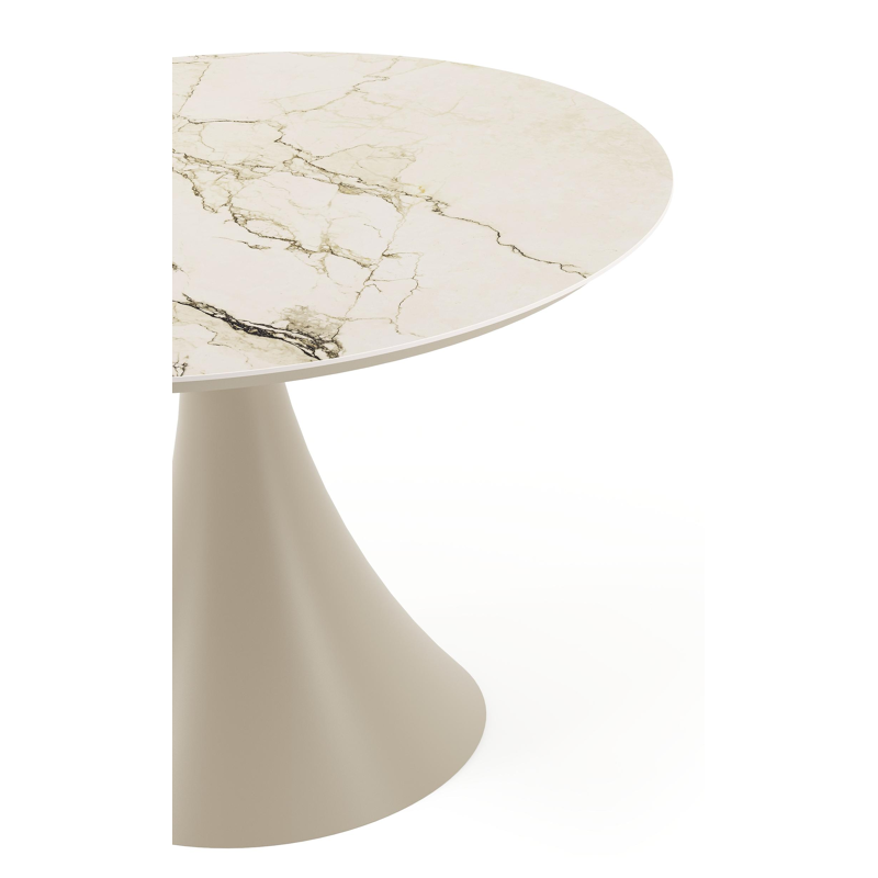 Fano tuintafel rond in beige aluminium en volkeramiek Colorado Dunes Dia. 110 x H 75 cm