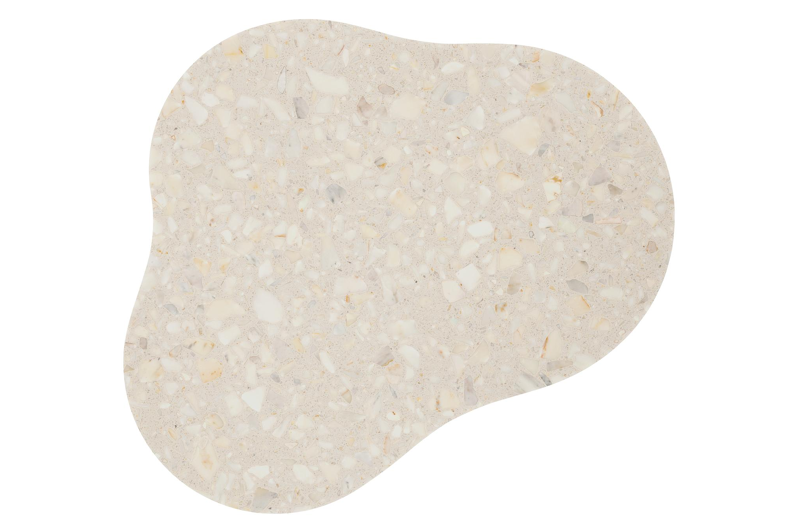 Lomano loungetafel in wit aluminium en volkeramiek Retrostone - L 131 x B 108 x H 8 cm