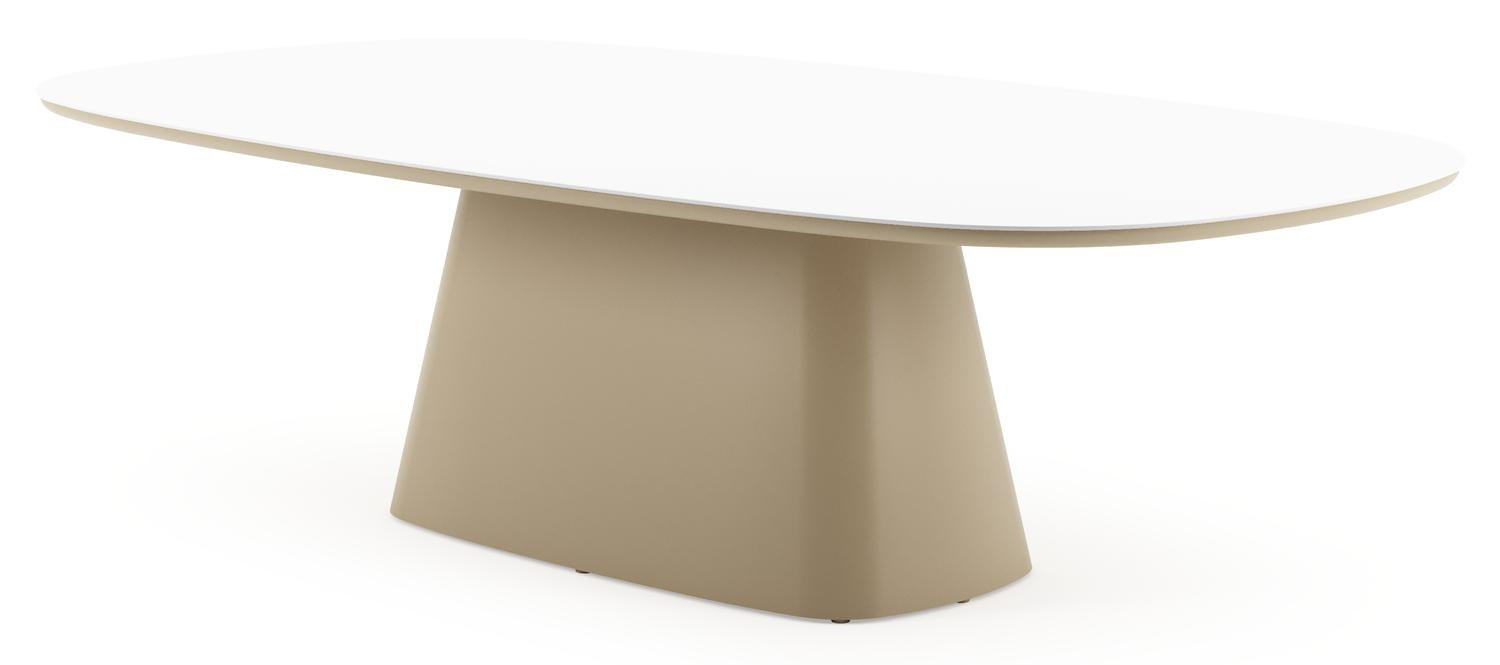 Amico tuintafel bombo xl in beige aluminium en volkeramiek Arctic White - L 270 x B 148 x H 73.5 cm