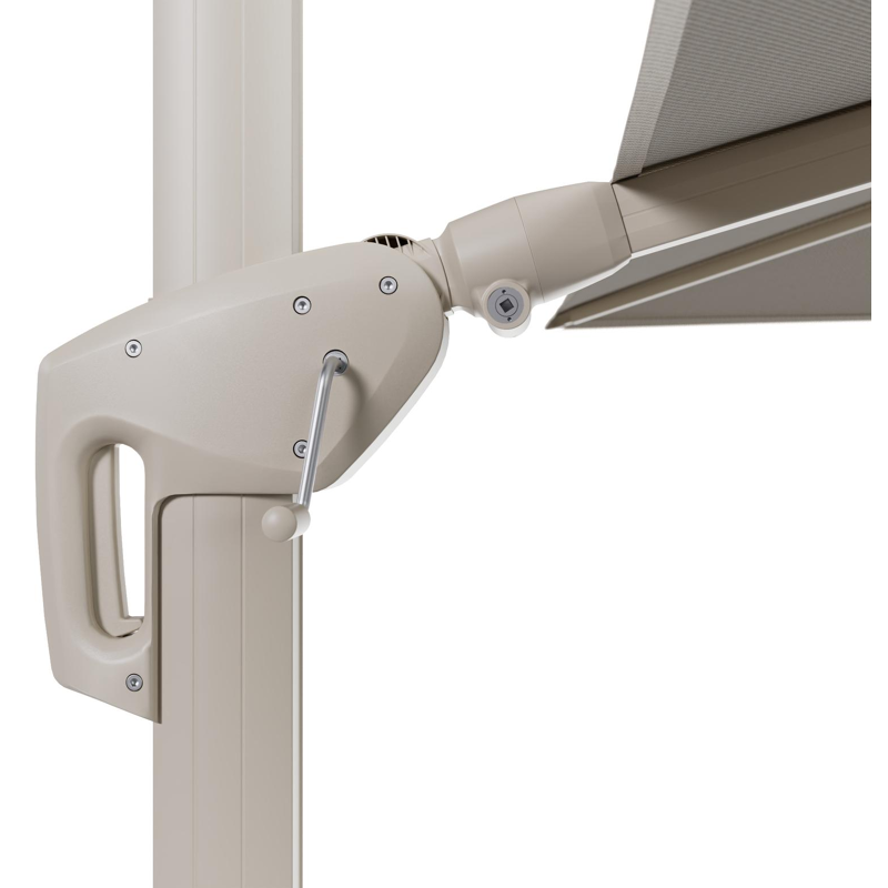 Parasol pendant Minore avec fonction tilt en aluminium beige et toile de parasol All Weather Sunbrella® Luxe Lopi Marble - Lg.1: 280 x Lg.2: 370 cm (sans pied de parasol