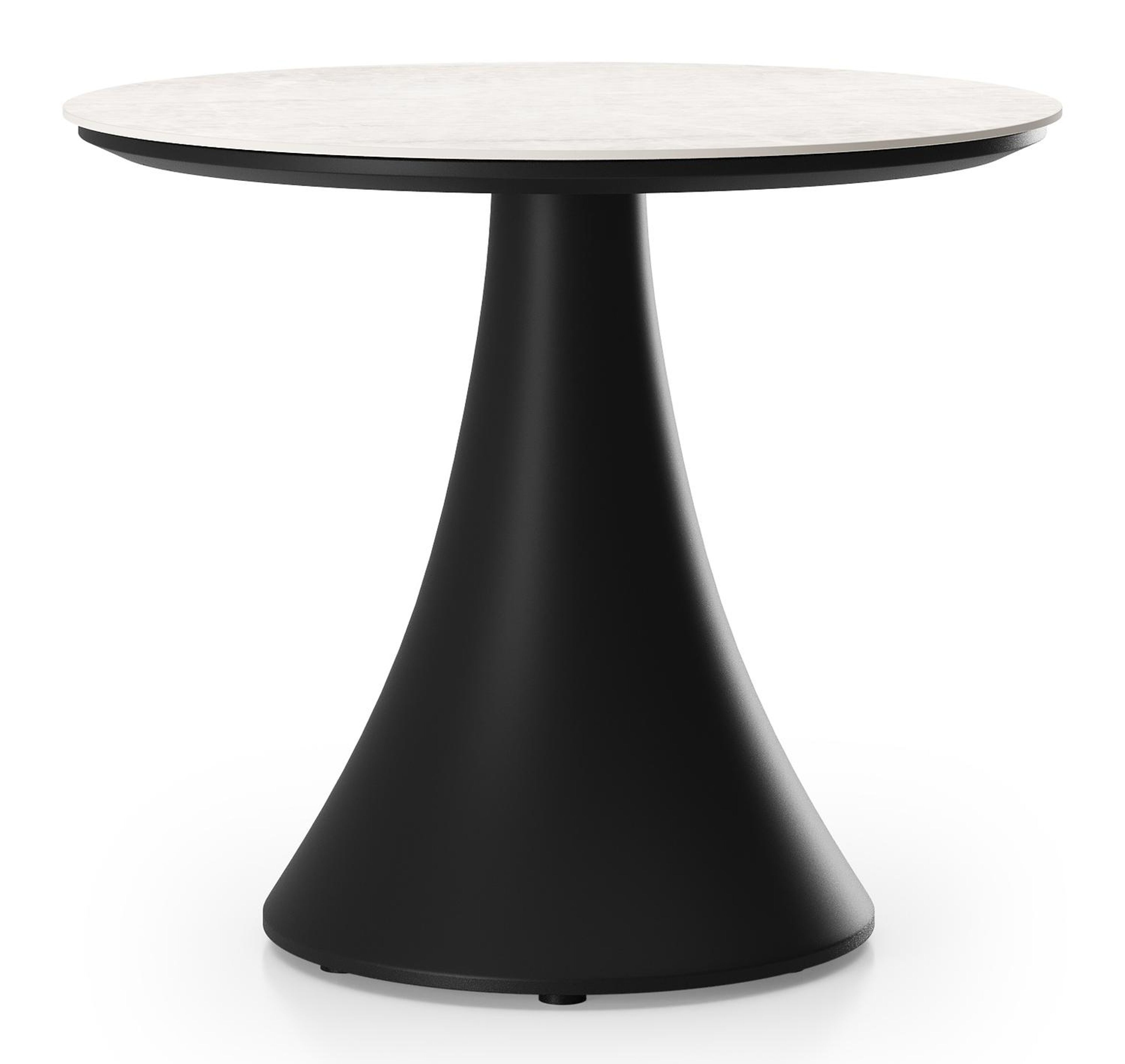 Fano low dining loungetafel rond in zwart aluminium en volkeramiek Taj Mahal - Dia. 65 x H 55 cm