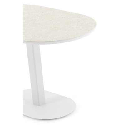 Table de jardin Teramo bombo en aluminium blanc et céramique pleine Shilin - Lg. 110 x Lrg. 70 x Haut. 73.7 cm
