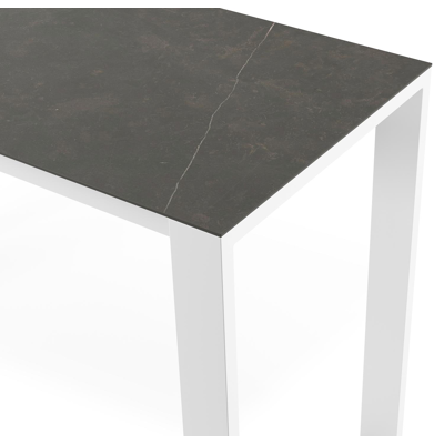 Verato bartafel in wit aluminium en volkeramiek Calatorao - L 170 x B 70 x H 105 cm