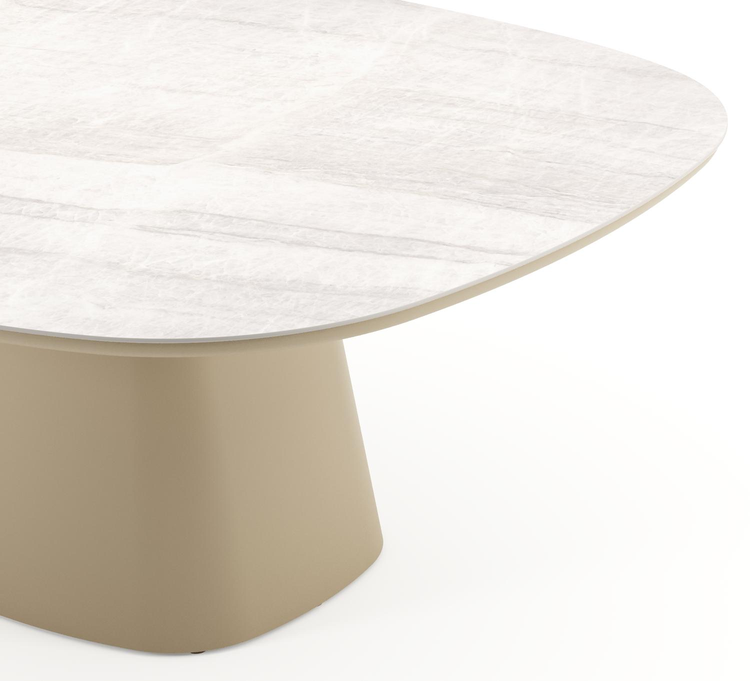 Amico tuintafel bombo xl in beige aluminium en volkeramiek Taj Mahal - L 210 x B 148 x H 73.5 cm