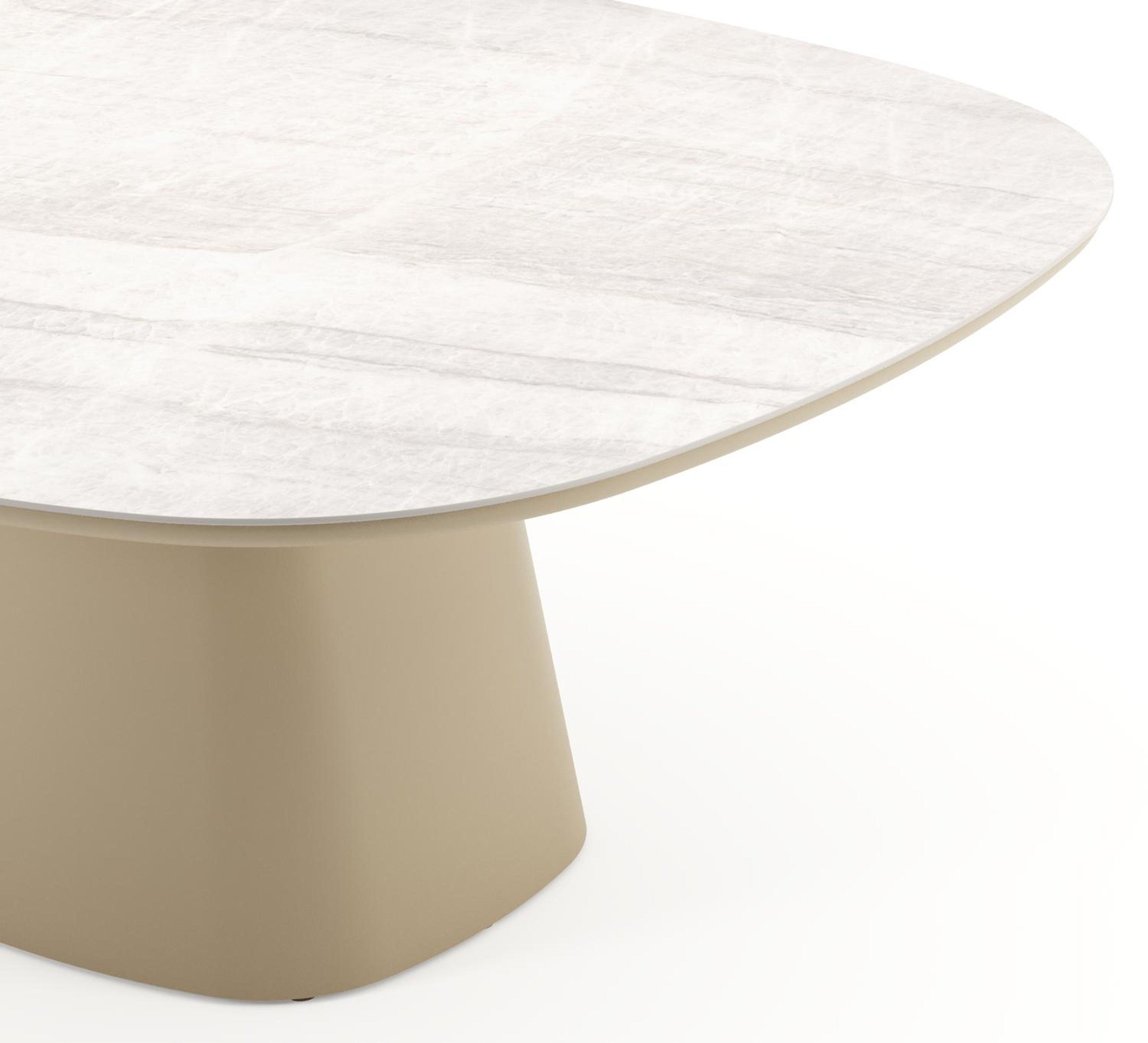 Amico tuintafel bombo xl in beige aluminium en volkeramiek Taj Mahal - L 210 x B 148 x H 74 cm