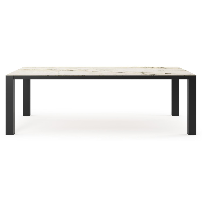 Table de jardin Nano rectangulaire en aluminium noir et céramique pleine colorado dunes - Lg. 240 x Lrg. 148 x Haut. 75 cm