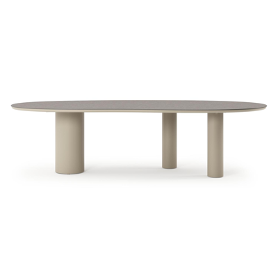 Organo tuintafel organisch in beige aluminium en volkeramiek Wulong - L 280 x 120 x H 74 cm