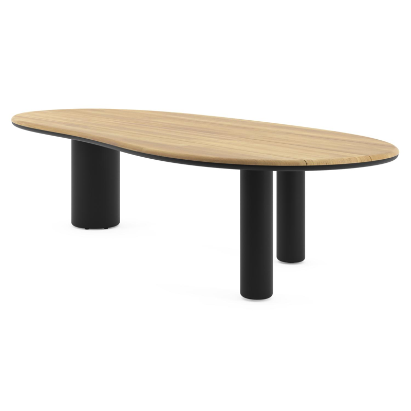 Amico tuintafel organisch in zwart aluminium en teak - L 320 x B 145 x H 73.5 cm