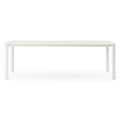 Orso tuintafel rechthoekig afgerond in wit aluminium en volkeramiek retrostone - L 240 x B 100 x H 73.5 cm