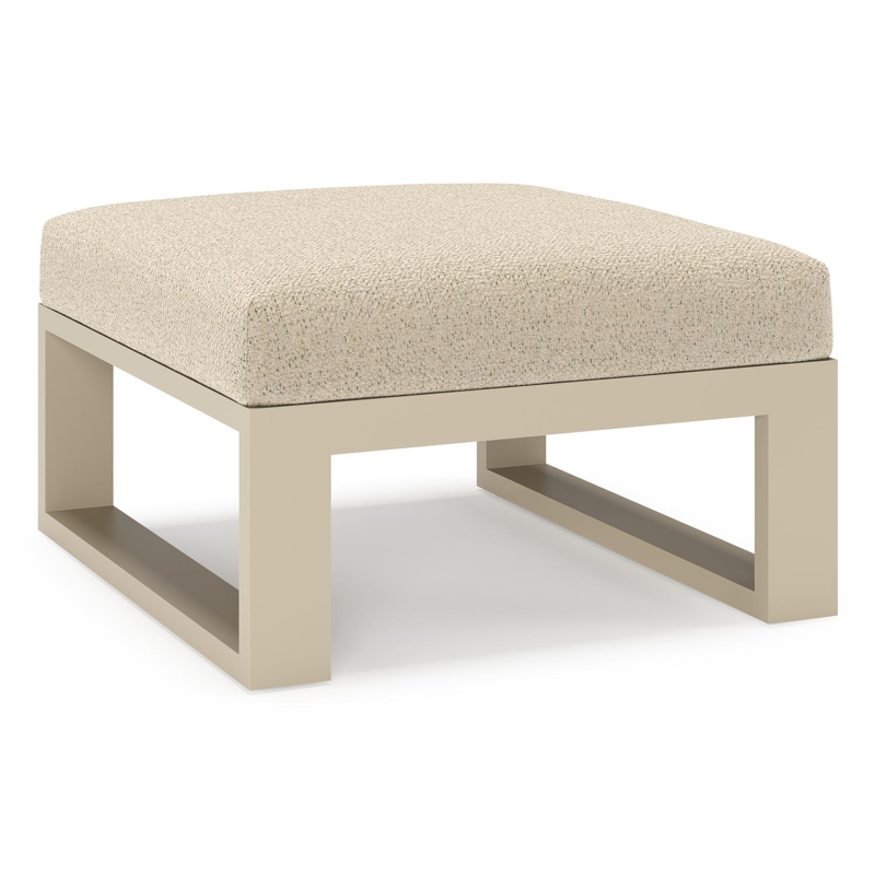 Verato poef in beige aluminium met bora forest all weather cosytica kussen