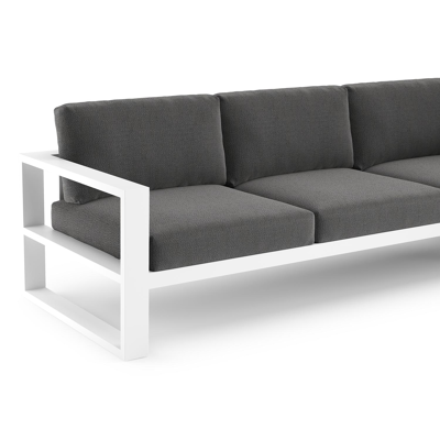 Verato loungehoek in wit aluminium met savane tornado all weather sunbrella® luxe kussen