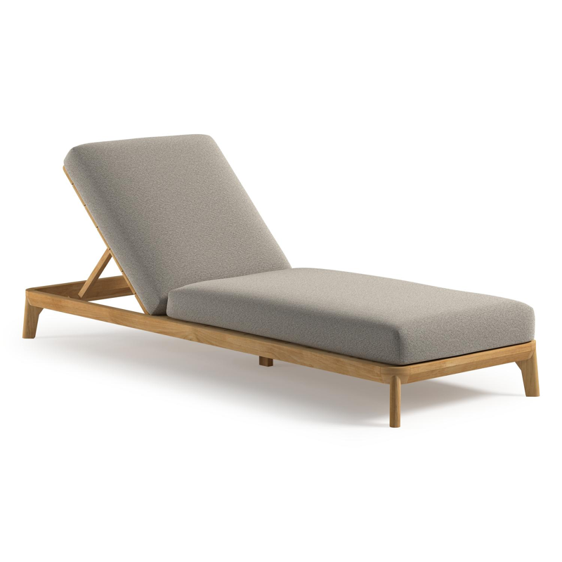 Orso verstelbaar ligbed in teak met firenze sand all weather Solica kussen