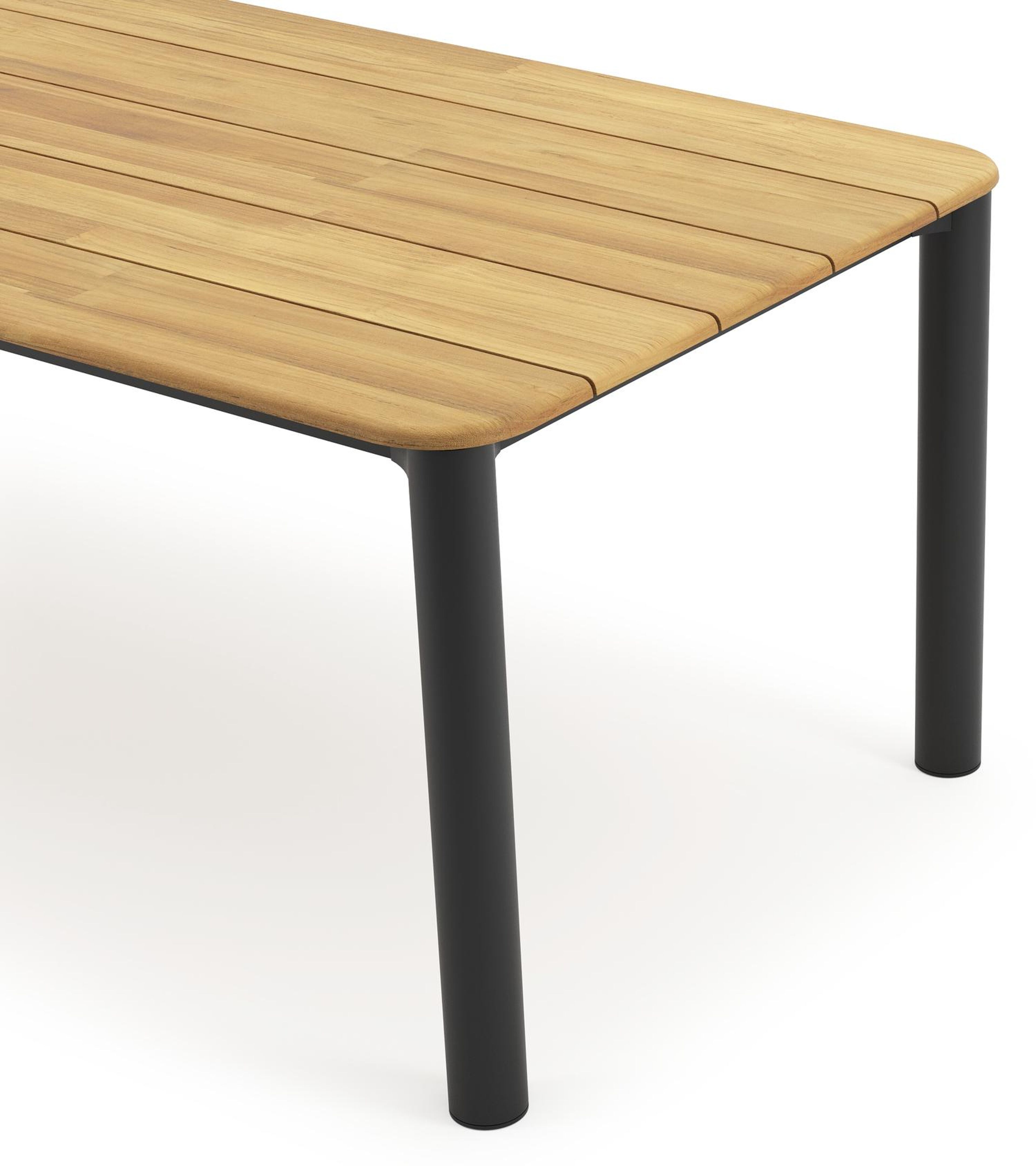 Orso tuintafel rechthoekig afgerond in zwart aluminium en teak - L 240 x B 100 x H 73.5 cm
