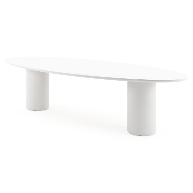 Amico tuintafel ovaal in wit aluminium en volkeramiek Arctic White - L 320 x B 130 x H 73.5 cm