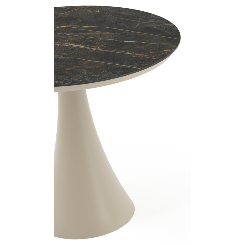 Fano tuintafel rond in beige aluminium en volkeramiek Black Obsession - Dia. 85 x H 75 cm