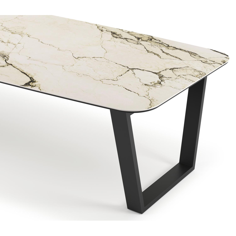 Pagino tuintafel bootvorm in zwart aluminium en volkeramiek colorado dunes - L 315 x B 115 x H 73 cm