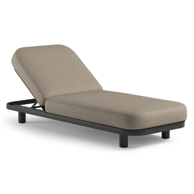Chaise longue réglable Donato en aluminium noir et coussin en all weather Cosytica catania beige