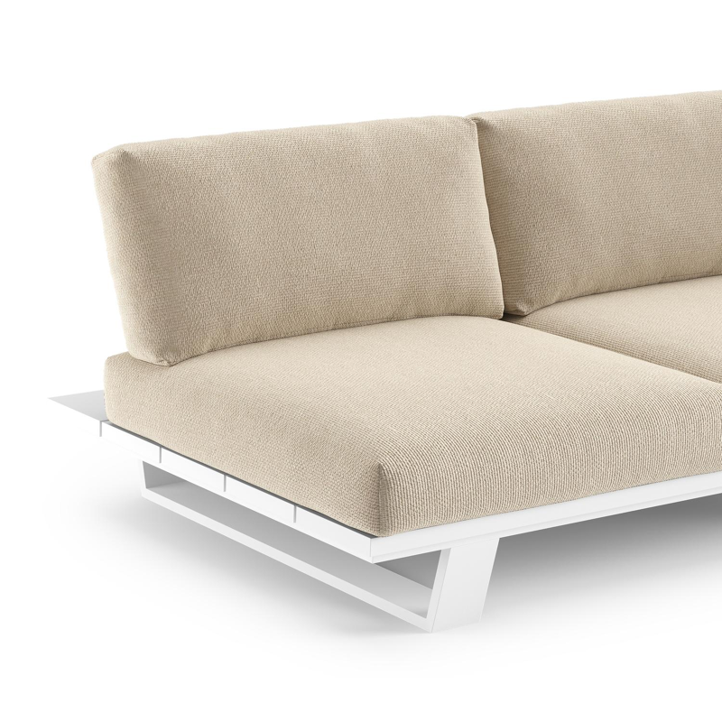 Pagino loungehoek in wit aluminium met althea chalk all weather cosytica kussen