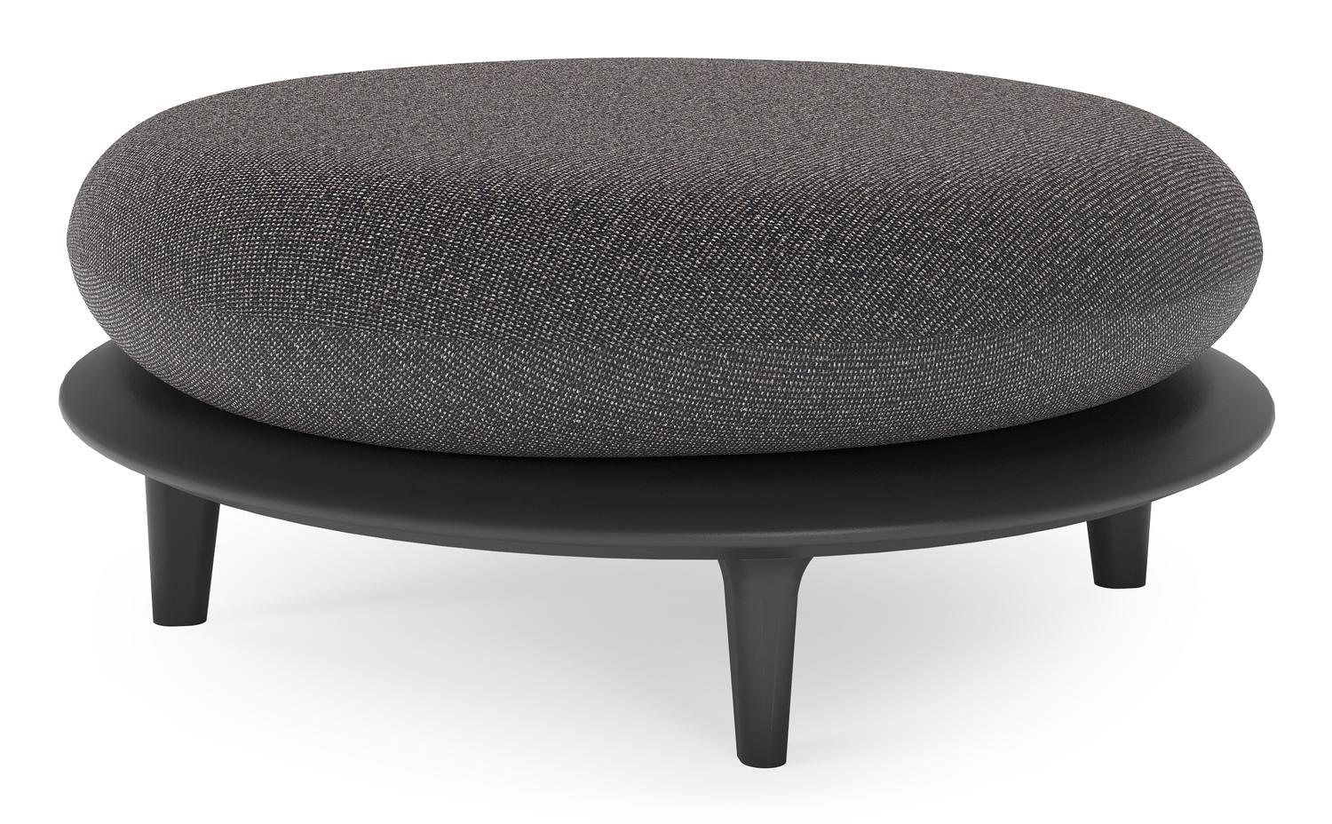 Bomero poef in zwart aluminium met firenze tunder all weather solica kussen