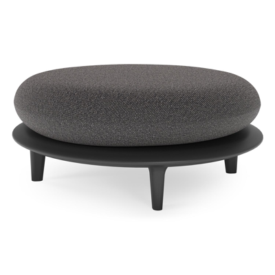 Bomero poef in zwart aluminium met firenze tunder all weather solica kussen