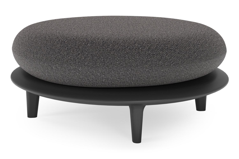 Bomero poef in zwart aluminium met firenze tunder all weather solica kussen