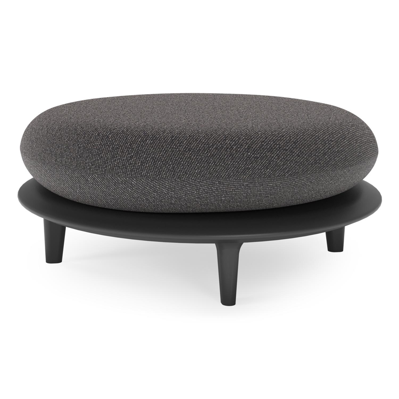 Bomero poef in zwart aluminium met firenze tunder all weather solica kussen