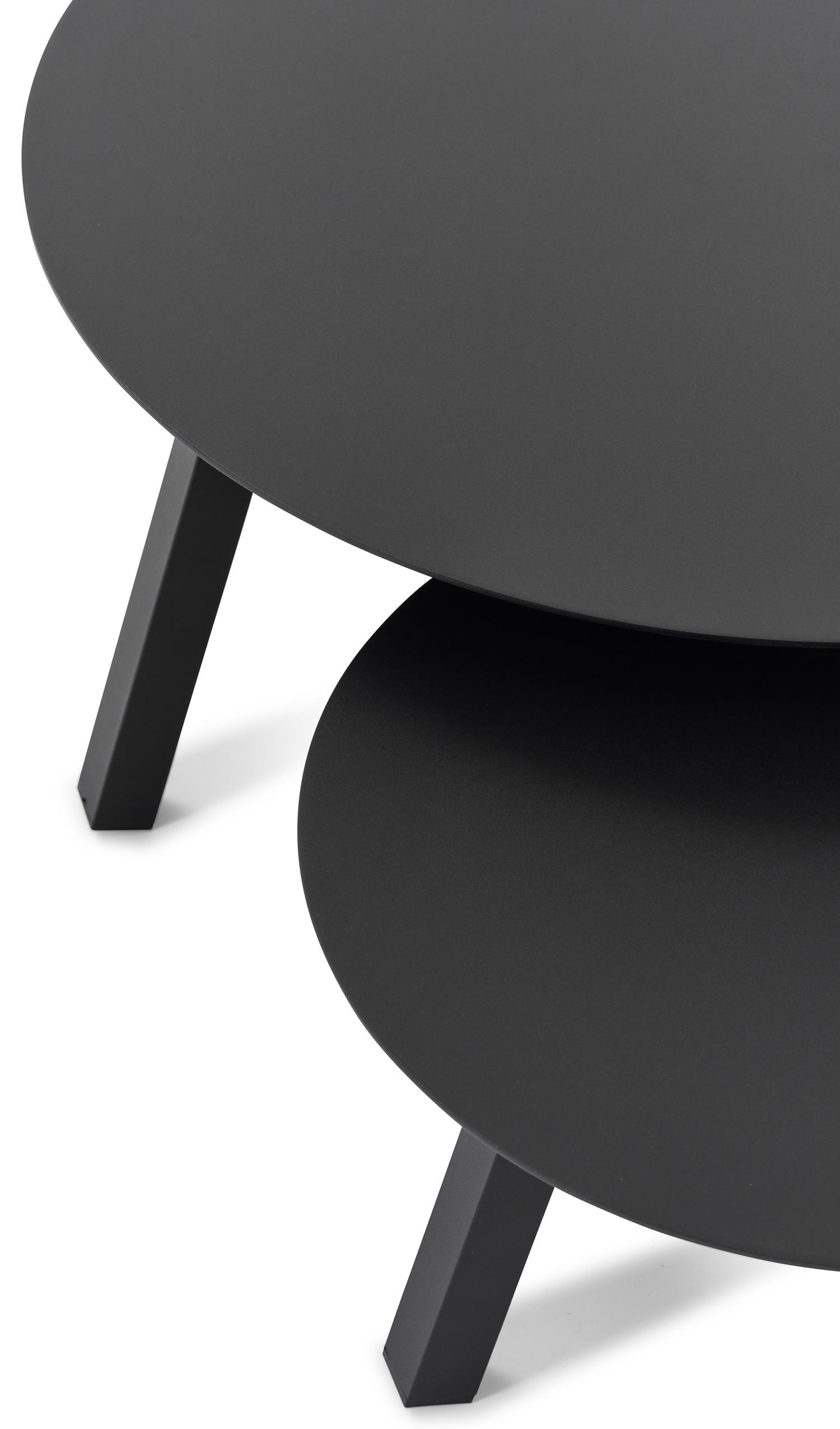 Table basse Cordoba en aluminium noir - table 1: Dia. 74 x H 37 cm, table 2: Dia. 49 x H 30 cm