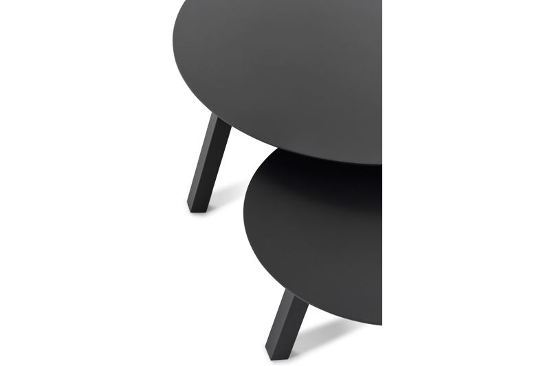 Cordoba loungetafel in zwart aluminium - tafel 1: Dia. 74 x H 37 cm, tafel 2: Dia. 49 x H 30 cm
