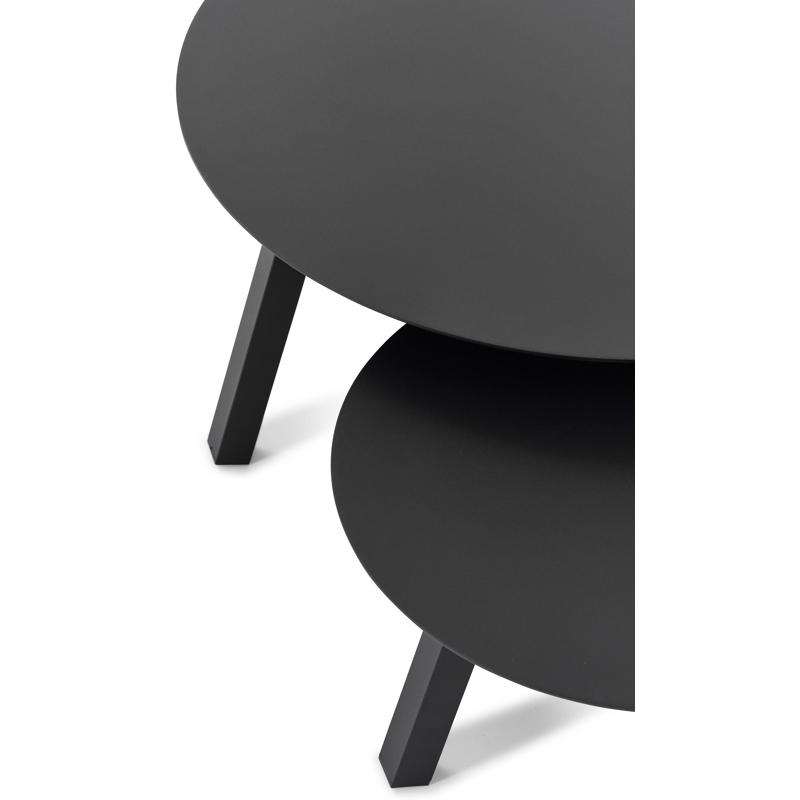 Table basse Cordoba en aluminium noir - table 1: Dia. 74 x H 37 cm, table 2: Dia. 49 x H 30 cm