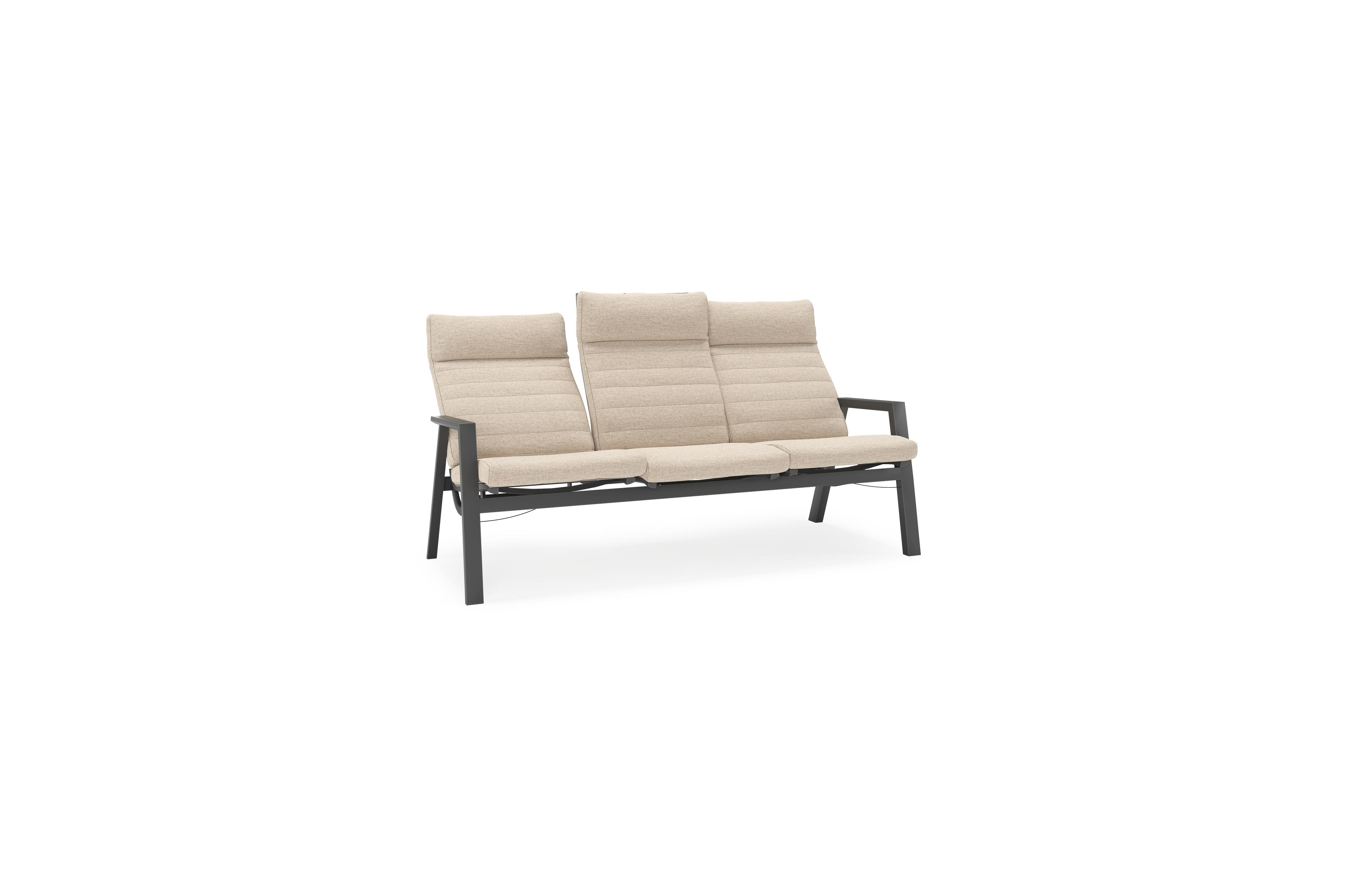 Prato loungebank in zwart aluminium met rustic weather+ softtouch kussen