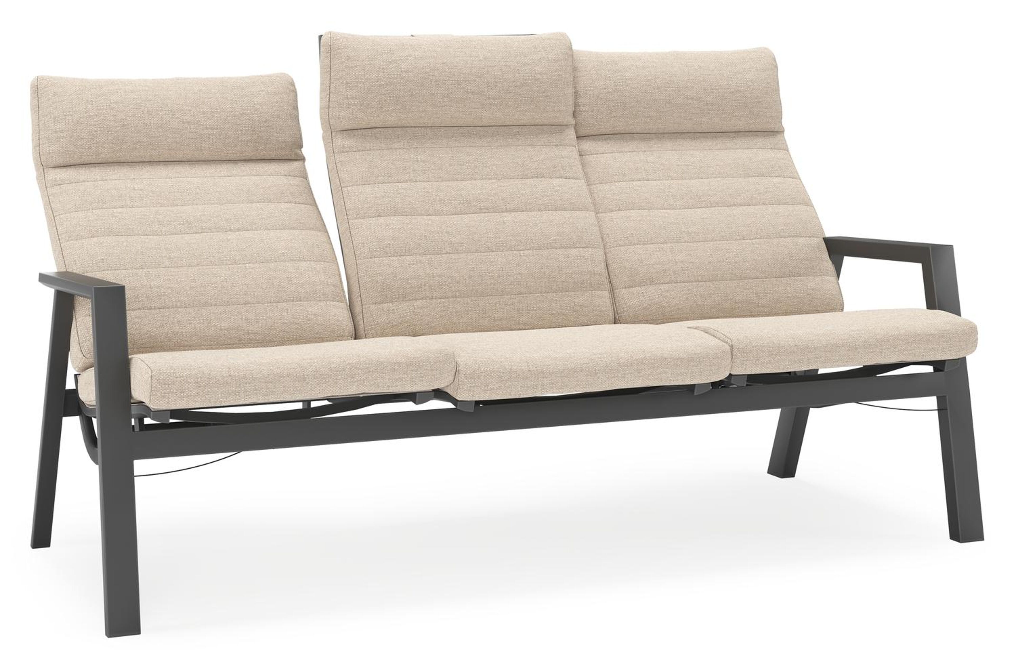 Prato loungebank in zwart aluminium met rustic weather+ softtouch kussen