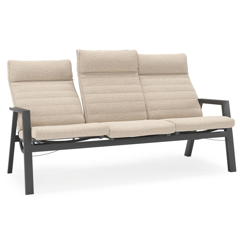 Prato loungebank in zwart aluminium met rustic weather+ softtouch kussen