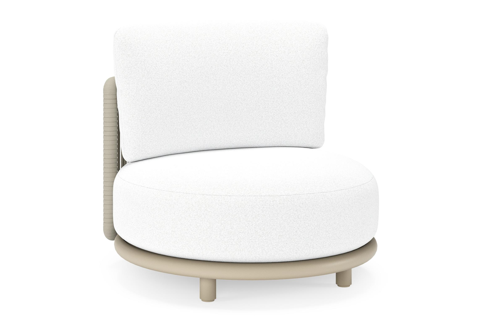 Lomano loungestoel in beige aluminium en beige verticaal geweven luxe vlakke rope met Ego Birch all weather solica