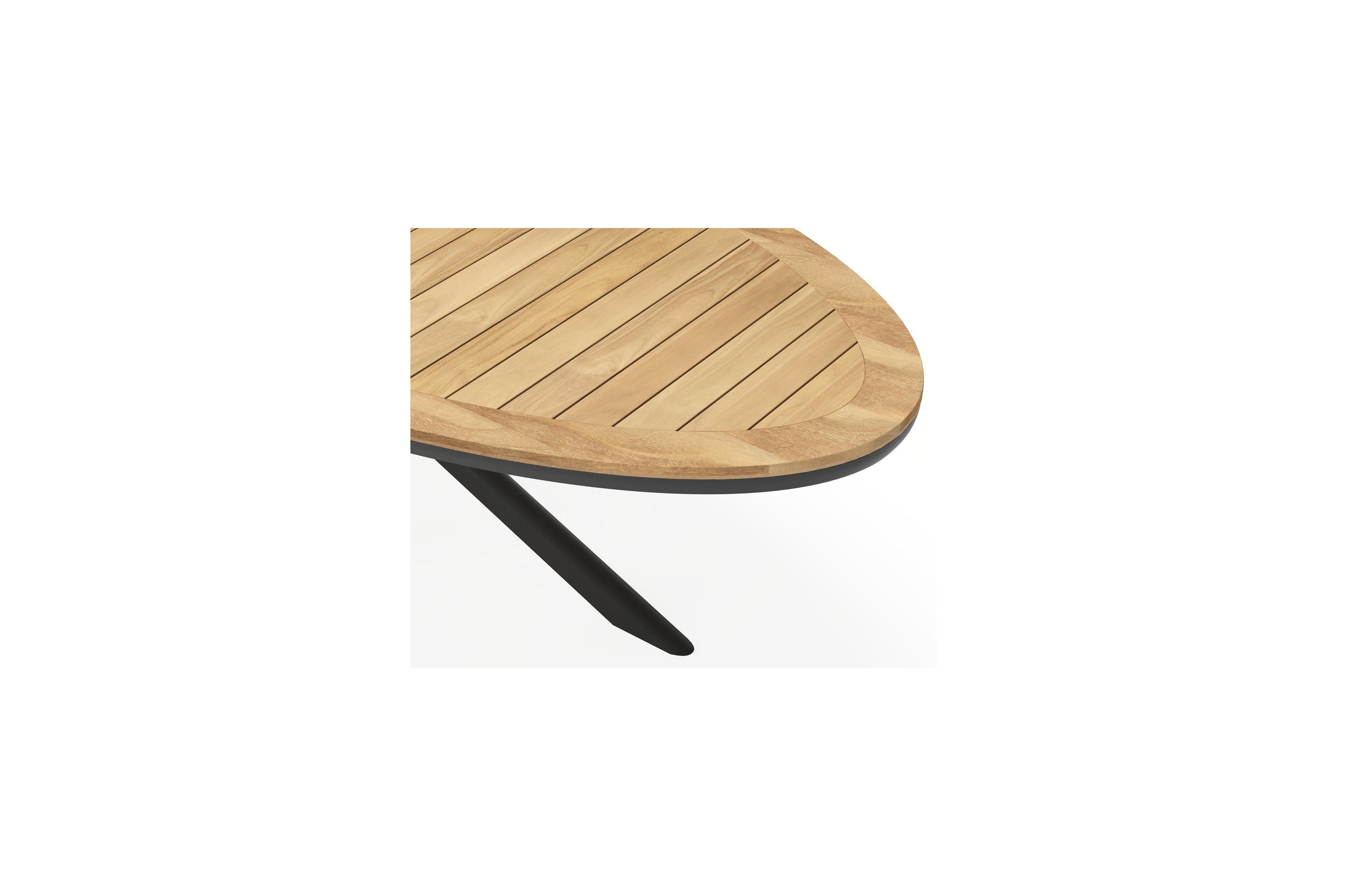 Pamplona ovale tuinset in zwart aluminium en teak natural finish met 8 Matera tuinstoelen