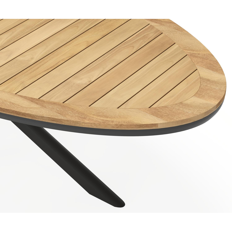 Pamplona ovale tuinset in zwart aluminium en teak natural finish met 8 Matera tuinstoelen