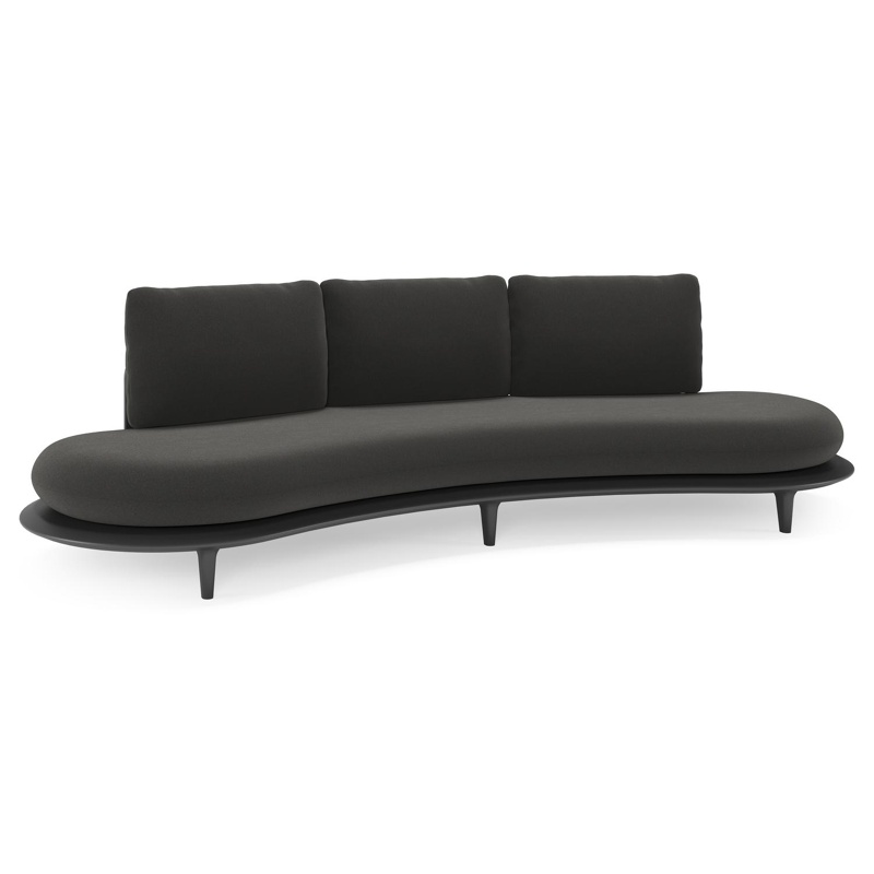 Bomero loungebank in zwart aluminium met natte sooty all weather sunbrella® luxe kussen