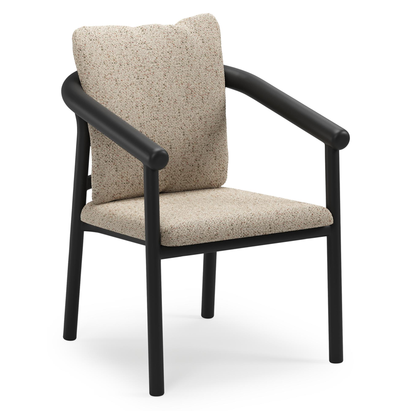 Amico stapelbare tuinstoel in zwart aluminium met stoelkussen in All Weather Cosytica Bora Jungle