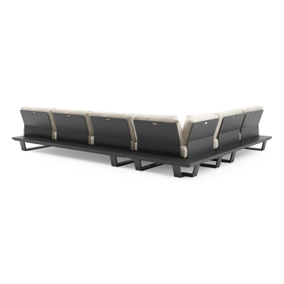 Pagino loungehoek in zwart aluminium met althea off white all weather cosytica kussen