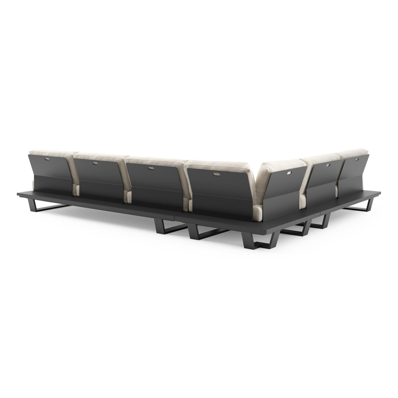 Pagino loungehoek in zwart aluminium met althea off white all weather cosytica kussen